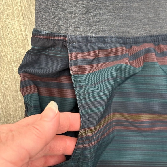 Men's PrAna XXL 2XL Swim Shorts Ground Speed Hybrid Striped Elastic Waist - Picture 6 of 11